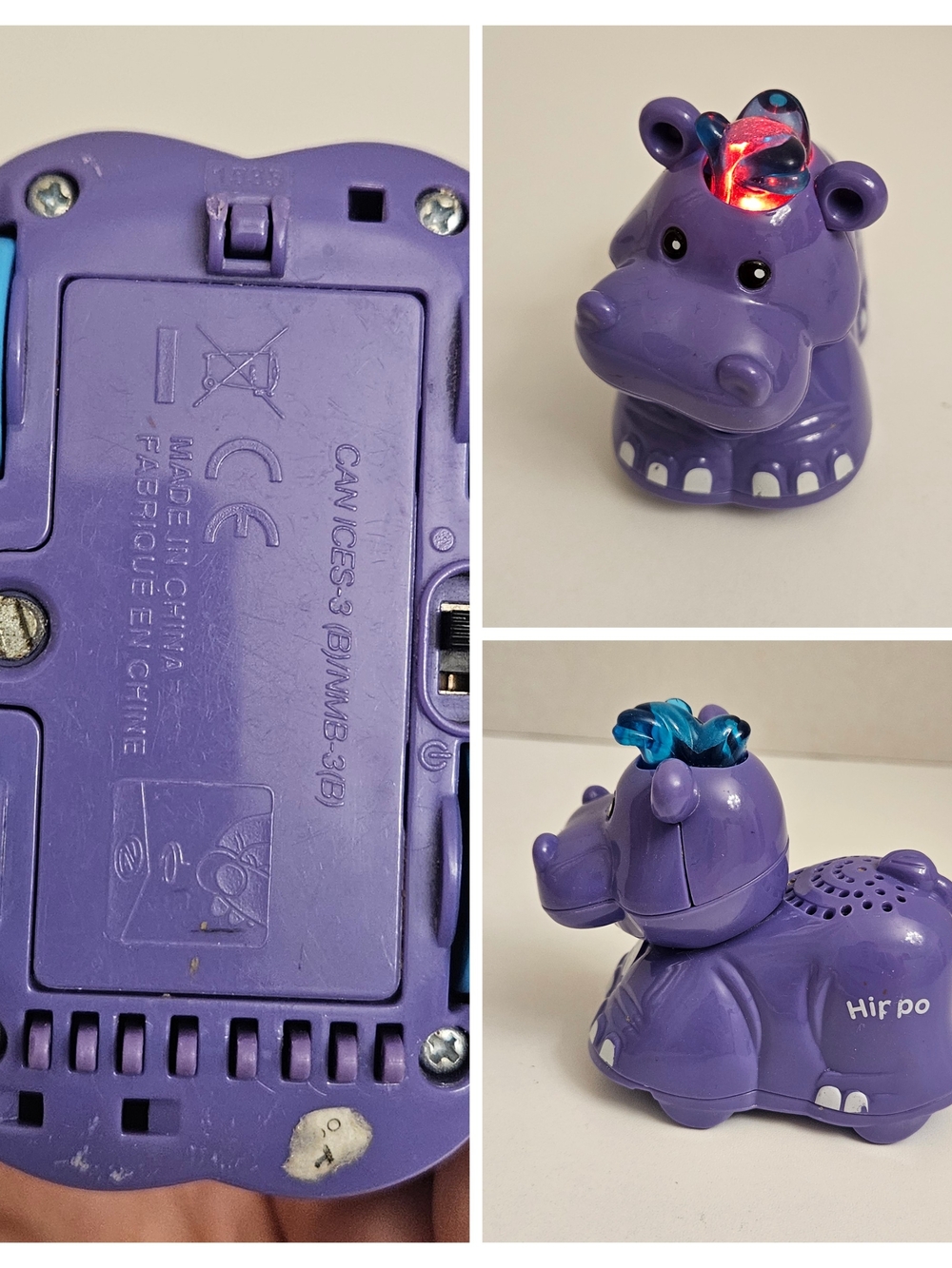 Hippo Light-Up Musical Toy Purple Vtech Go! Go! Smart Animals Purple Hippo Works